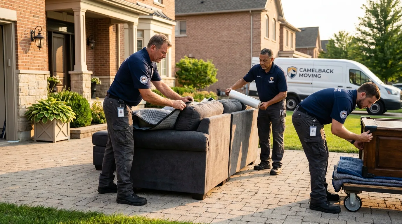 Large estate moving crew wrapping furniture in Rainier, OR